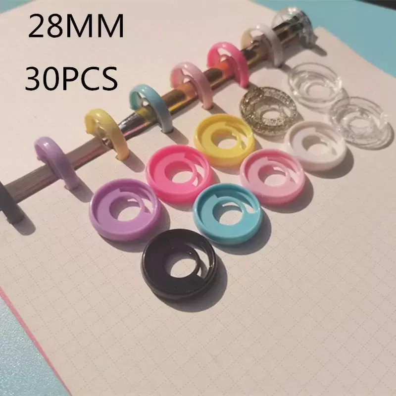 30PCS28MM جديد الفطر حفرة دفتر ملزمة الملحقات يمكن إدراجها القلم البلاستيك ملزمة الدائري ، ملزمة مشبك ،