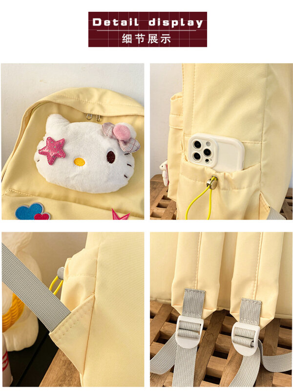 حقيبة ظهر Hello Kitty للنساء ، سعة كبيرة ، حقيبة مدرسة ابتدائية ، طالب مدرسة ثانوية صغيرة ، موضة لطيفة ، جديدة