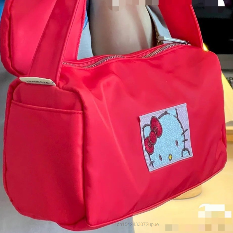 سانريو مرحبا كيتي 2022 جديد الصيف أكياس حمراء مع محفظة النساء حقائب الرجال حقيبة الكتف رسول عادية Y2k الإناث العصرية حمل