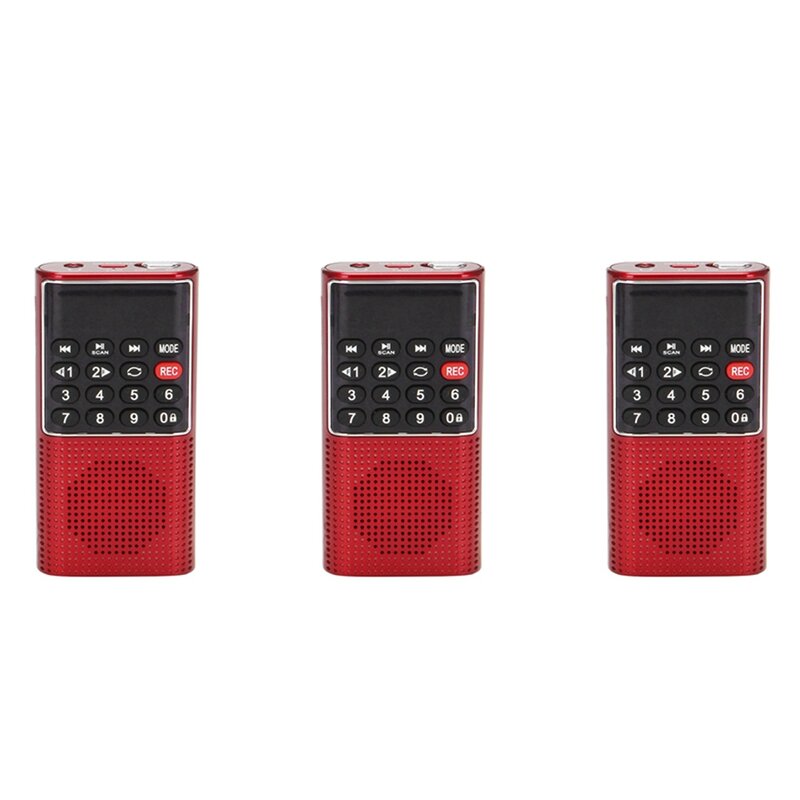 راديو FM صغير محمول مع مسجل صوت ، مشغل MP3 خارجي ، راديو مسح تلقائي ، مكبر صوت صغير ، موسيقى ، صوت ، جيب ، 3 × ،