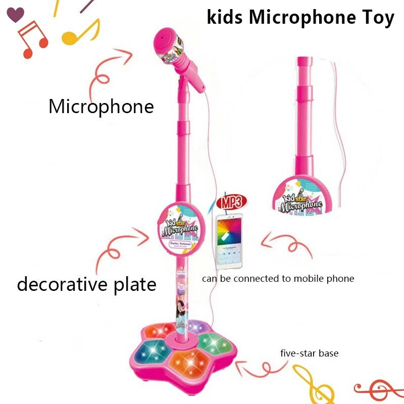 ميكروفون للأطفال مع حامل أغنية كاريوكي آلة الموسيقى أداة اللعب الدماغ التدريب ألعاب تعليمية هدية عيد ميلاد لفتاة صبي