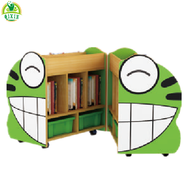 الضفدع شكل خزانة خشبية للأطفال ، رفوف الكتب ، الكرتون ، للبيع ، qx-202d