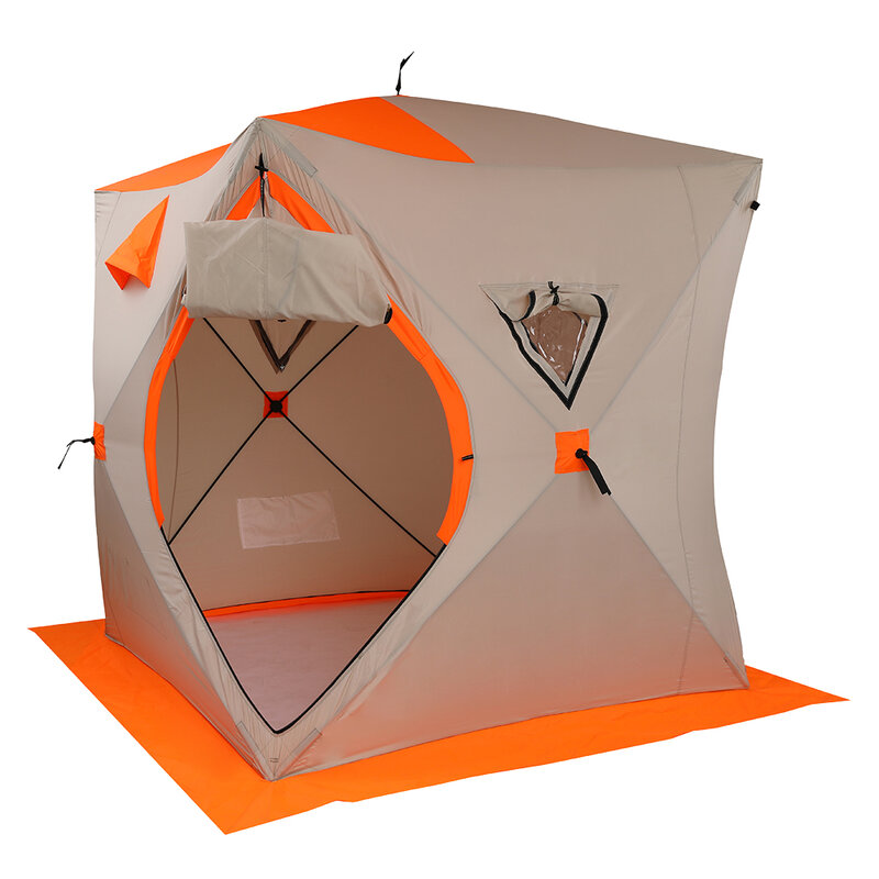 خيمة الصيد الجليد 180x180x200 سنتيمتر المقاومة الباردة الرياح وحماية المطر مناسبة للصيد في الهواء الطلق البرتقالي والأبيض [US-Stock]