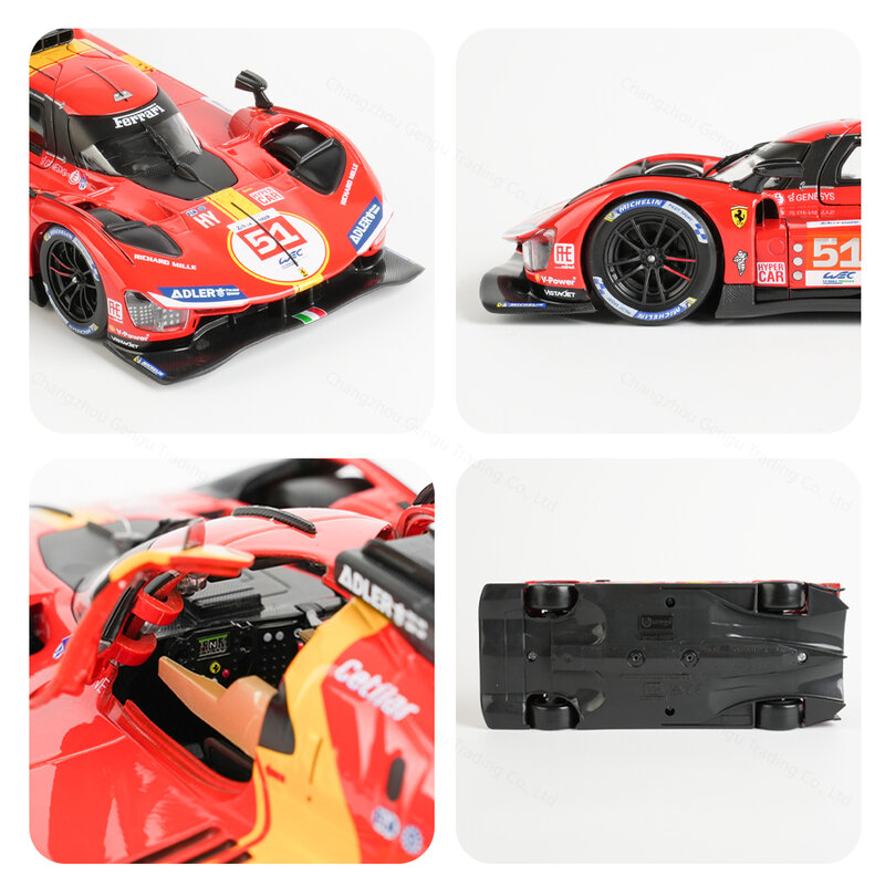 سيارة سباق Bburago-ferari الرياضية ، rack P ، LMH ، بطل Le Mans 24H ، مركبات صب ثابتة ، ألعاب نموذجية قابلة للتحصيل