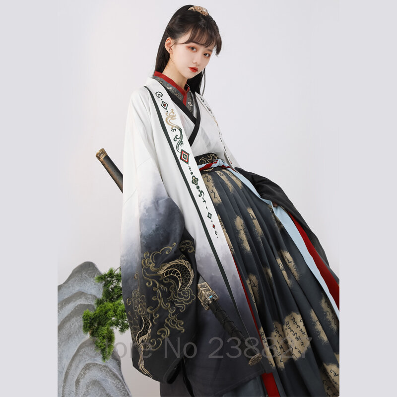 Hanfu Dresses Women's Traditional Chines Wei Jin Dynasty Cross Neck Wide Sleeve Princess Hanfu Dance Costumes Swordsman Clothing