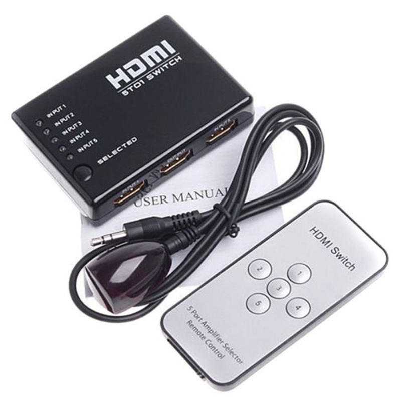 HDMI-متوافق متعدد المنافذ 3 أو 5 منافذ الفاصل التبديل محدد الجلاد المحور + البعيد ل HDTV الكمبيوتر الساخن ل DVD STB لعبة HDTV I5