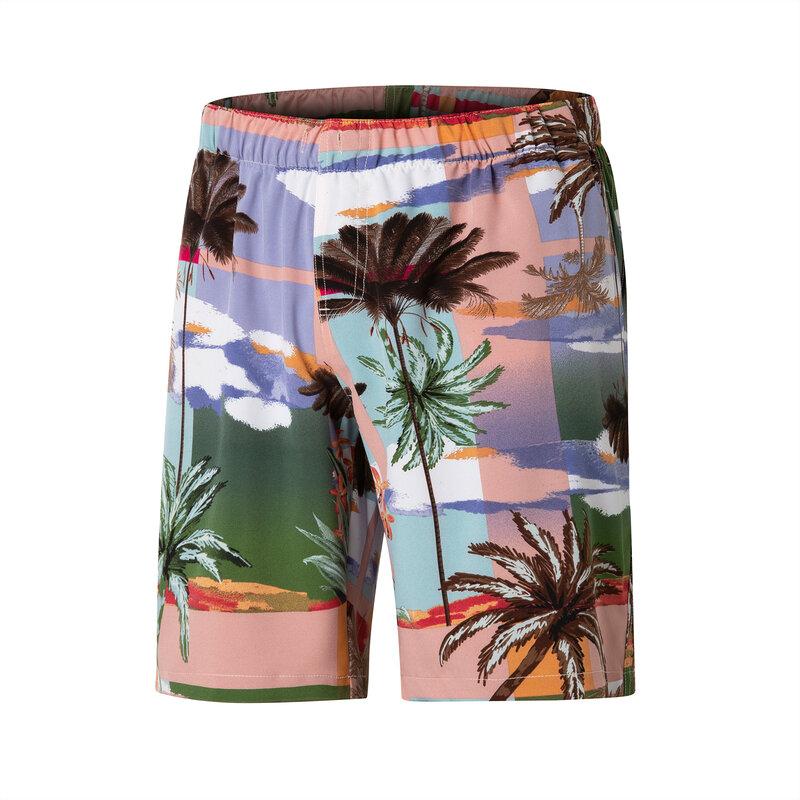قمصان رجالية خفيفة الوزن مطبوعة بالأزهار بأكمام قصيرة ، أزرار لأسفل ، بوليستر ، ملابس شاطئ صيفية ، طقم هاواي