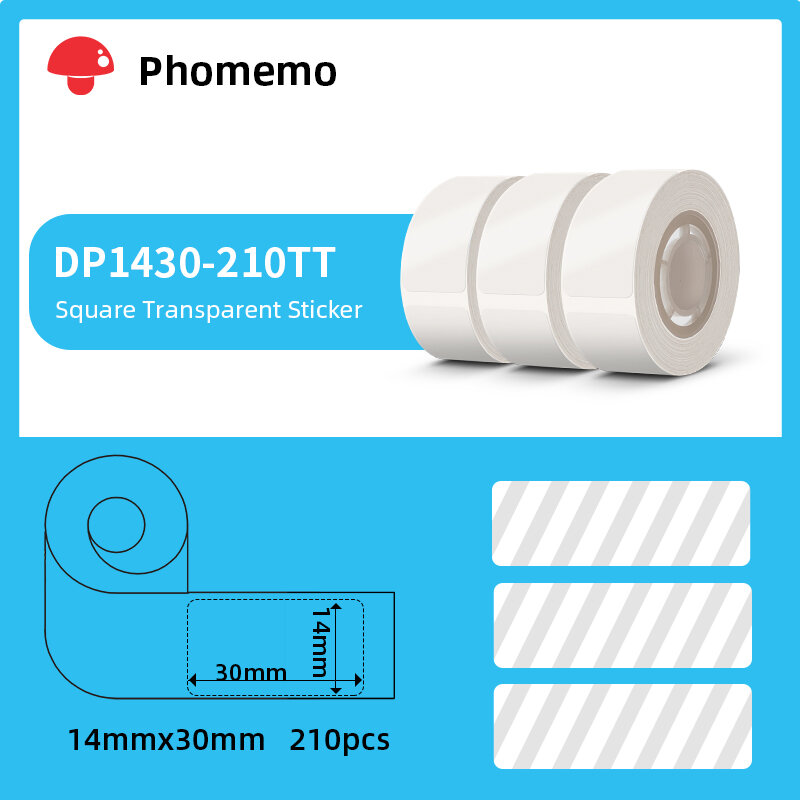 Phomemo D30 التسمية الحرارية ذاتية اللصق لصيقة علامة دائرة شفافة للطابعة التسمية D30/D30Pro مناسبة للمكتب المنزلي