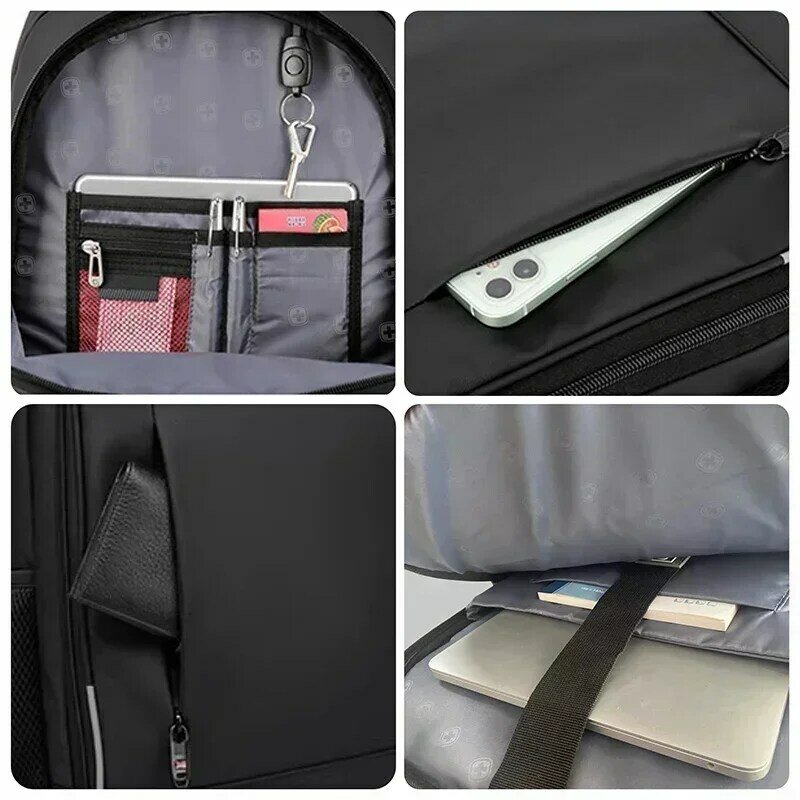 سويسري-حقيبة ظهر مضادة للماء مضادة للسرقة USB للرجال ، حقيبة كمبيوتر محمول ذات سعة كبيرة ، حقيبة مدرسية أنيقة ، حقيبة ظهر للسفر ، حقيبة ظهر Mochila