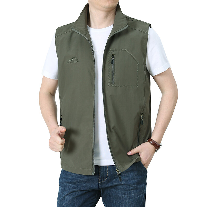 Men's Multi Pocket Loose Bigsize Vests Outdoor Fishing Photography Waistcoat Spring Casual Jacket Summer Sportsfor Camping Vest