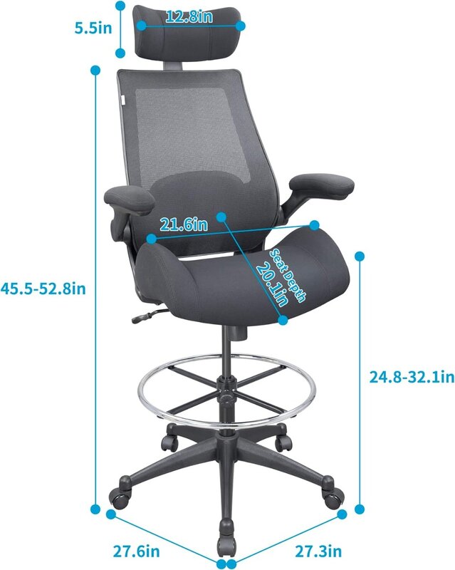 BOLISS-كرسي صياغة شبكي مريح عالي الظهر ، كرسي مكتب قائم ، مسند رأس قابل للتعديل ، مكتب طويل ، قابل للطي ، 400 رطل