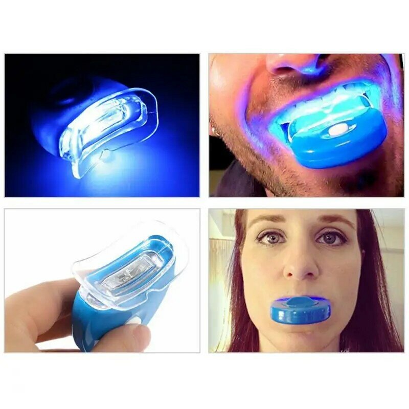 الأسنان مبيض LED جهاز تبييض الأسنان الضوء الأزرق الأشعة فوق البنفسجية ضوء مصباح ليزر أداة الأسنان الجمال الصحة لا حساسية البطارية بالطاقة