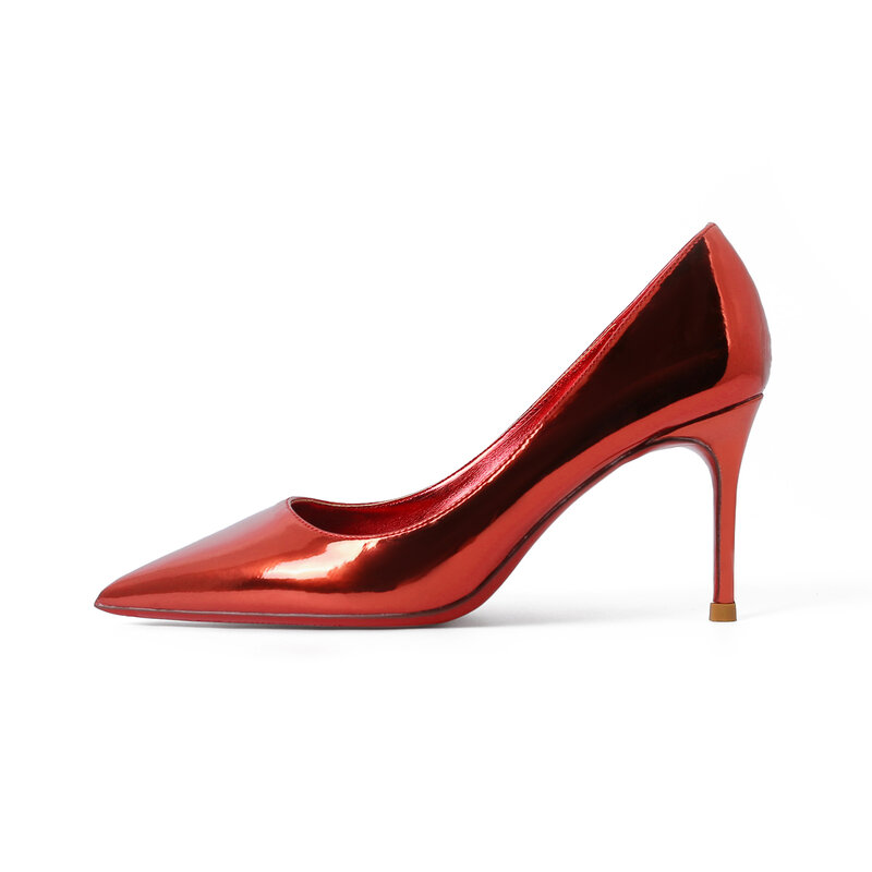 2022 للنساء أحذية ماركة فاخرة الأحمر مضخات أشار تو براءات الاختراع والجلود فساتين راقية عالية الكعب أحذية قارب أحذية الزفاف مثير 44