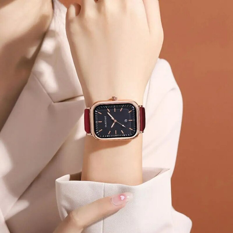 ساعة كوارتز نسائية مستطيله مع حزام سيليكون ، ساعة يد أنيقة عصرية للسيدات والفتيات ، غير رسمية أنيقة