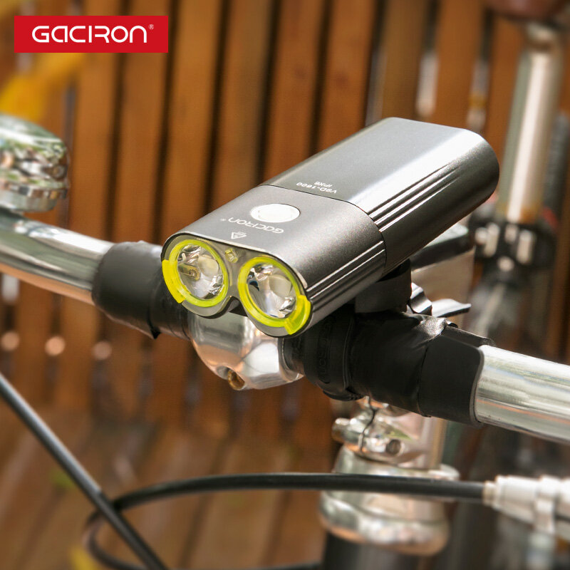 GACIRON جبل/سرعة دراجة العلوي الجبهة 1600 لومينز الدراجة ضوء قوة البنك LED مقاوم للماء USB قابلة للشحن الدراجات الخفيفة