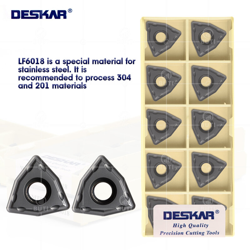 أدوات قطع الكربيد الاصلي من DESKAR 100% WCMX030208 040208 050308-SF LF6018 U-الحفر أداة قطع المخرطة باستخدام الحاسوب من الفولاذ المقاوم للصدأ