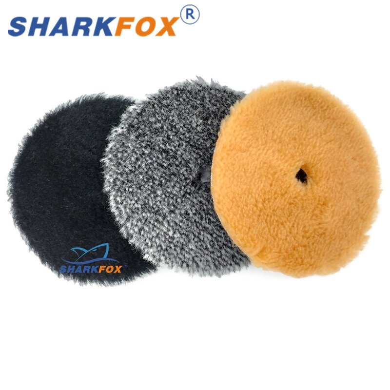 Sharkfox-وسادة تلميع للسيارة للتلميع التفصيلي ، كثافة عالية ، صوف الضأن ، وسادة التلميع ، الصوف ، 5 بوصة ، 6 بوصة