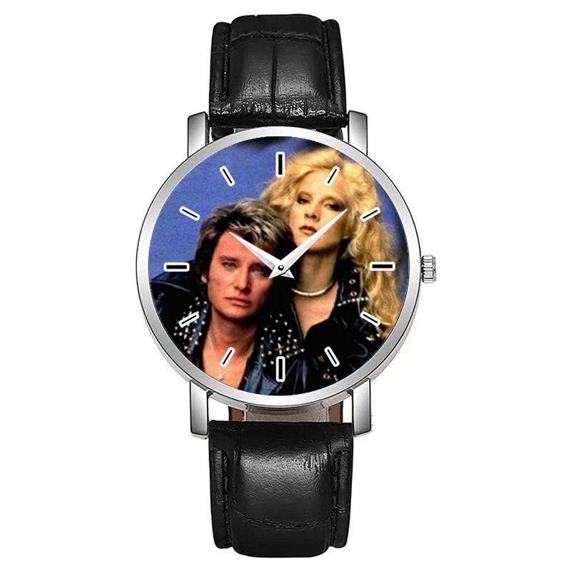 جوني هاليداي ساعة مع حزام من الجلد ، ساعة اليد الكوارتز ، هدية مروحة ، جديد