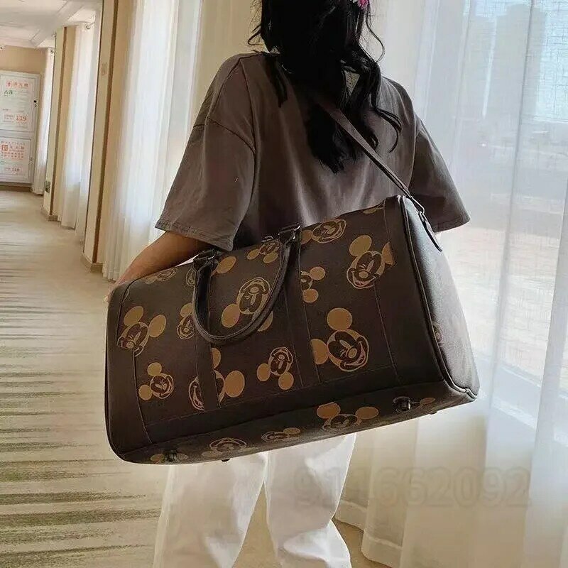 ديزني ميكي موضة جديدة للمرأة السفر حمل حقيبة الرجال والنساء حقيبة الأمتعة سعة كبيرة واحدة الكتف رسول حقيبة