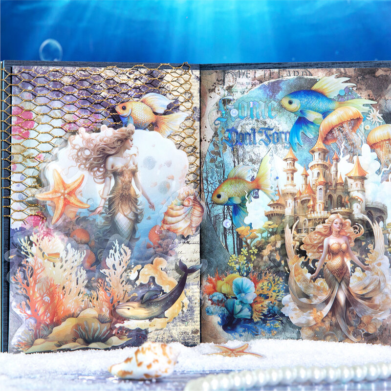 سلسلة منظر المحيط الطبيعي علامات الرجعية ، ملصق الحيوانات الأليفة ، ألبوم الصور الديكور ، 6 الكثيرمن الصور