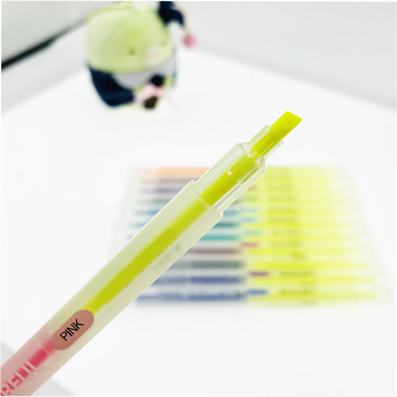 6 قطعة المزدوج تلميح الملونة قلم تحديد باستيل اللون الفلورسنت أقلام خطاط (ماركر) القرطاسية مدرسة مكتب التموين