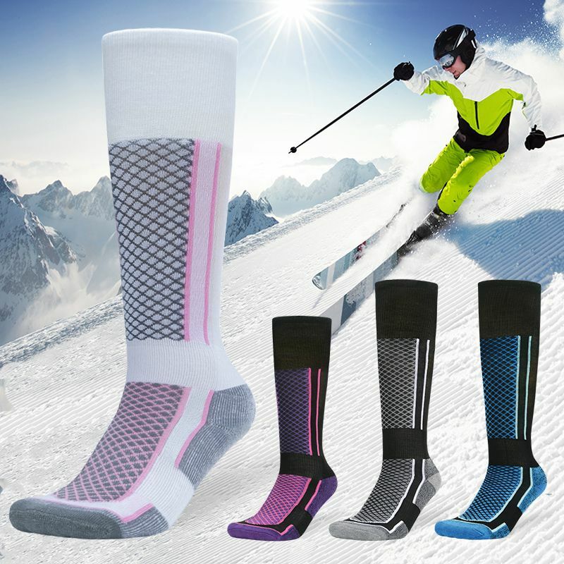 1 زوج الصوف الحرارية التزلج الجوارب سميكة الرجال النساء الشتاء طويل دافئ ضغط الجوارب للمشي على الجليد تسلق الجوارب الرياضية