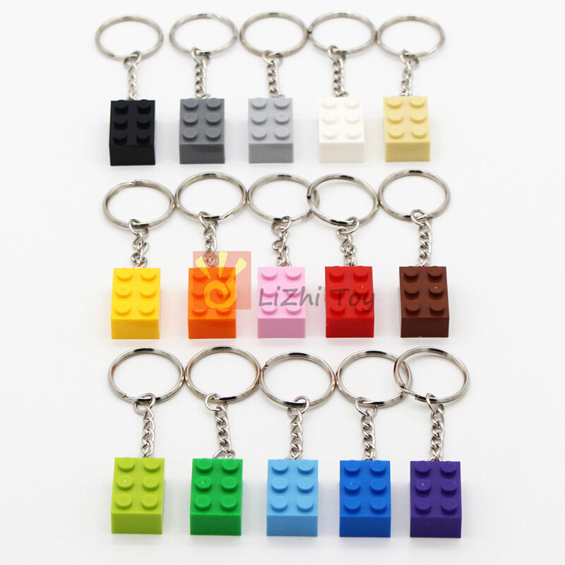 ألعاب مكعبات بناء سلسلة مفاتيح للأطفال ، سلسلة مفاتيح طوب ملونة ، 2 × 3 ، هدية إبداعية ، متوافقة مع MOC ، 5-15