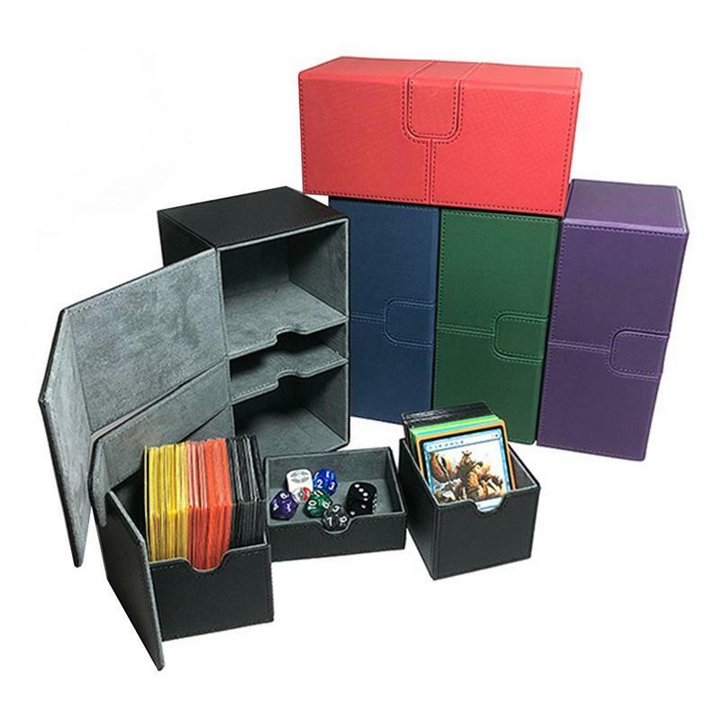 صندوق بطاقات منظم لتخزين البطاقات، حافظة بطاقات محمولة سحرية TCG، حافظة منظم كبيرة مع مقصورات، صندوق ألعاب للتجميع