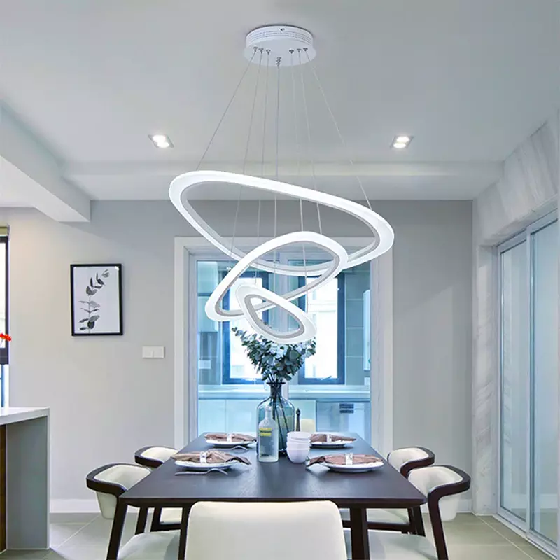 جديد الثريا الحديثة LED غرفة المعيشة الطعام المنزل فندق مثلث دائرة مصابيح تعليق للزينة قاعة المطبخ غرفة نوم قلادة عصابة مصابيح