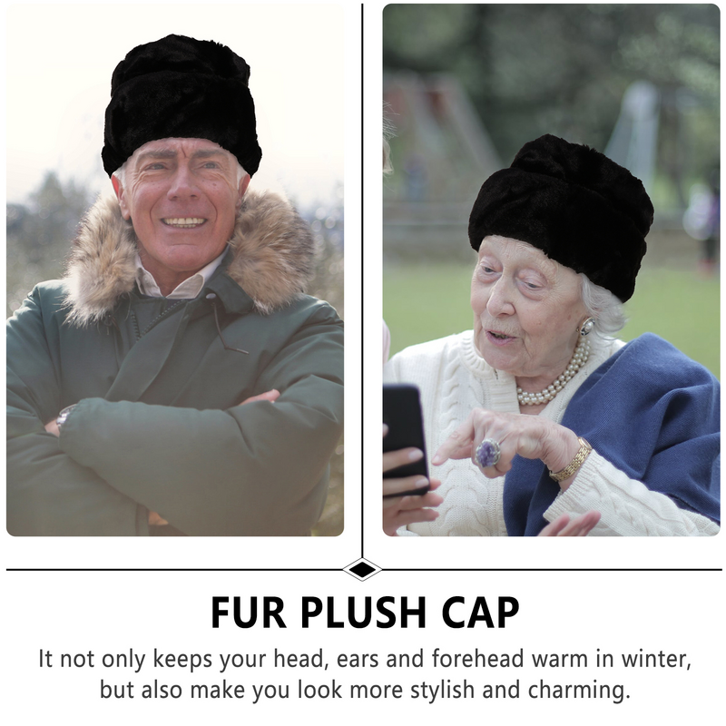 قبعات شتوية للرجال من الفرو الصناعي ، أغطية رأس للرجال كبار السن ، قبعة قطنية لكبار السن ، قبعات قطيفة دافئة ، أثناء الشتاء