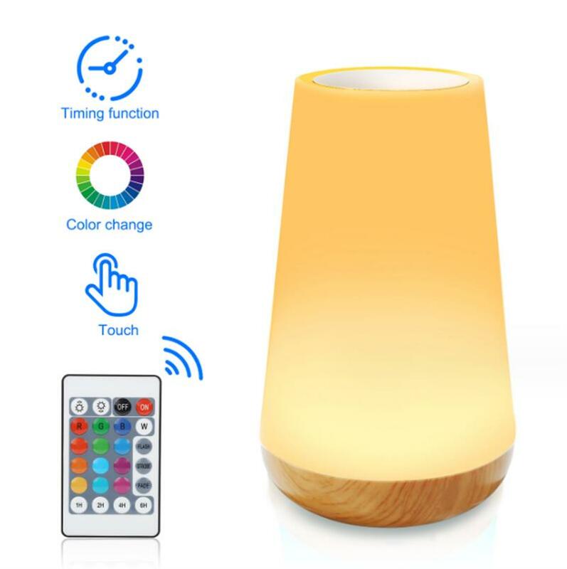 مصباح طاولة RGB محمول مع جهاز تحكم عن بعد ، تغيير اللون ، ضوء ليلي باللمس ، عاكس الضوء ، USB ، قابلة لإعادة الشحن ، غرفة ، منضدة نوم ، مصابيح