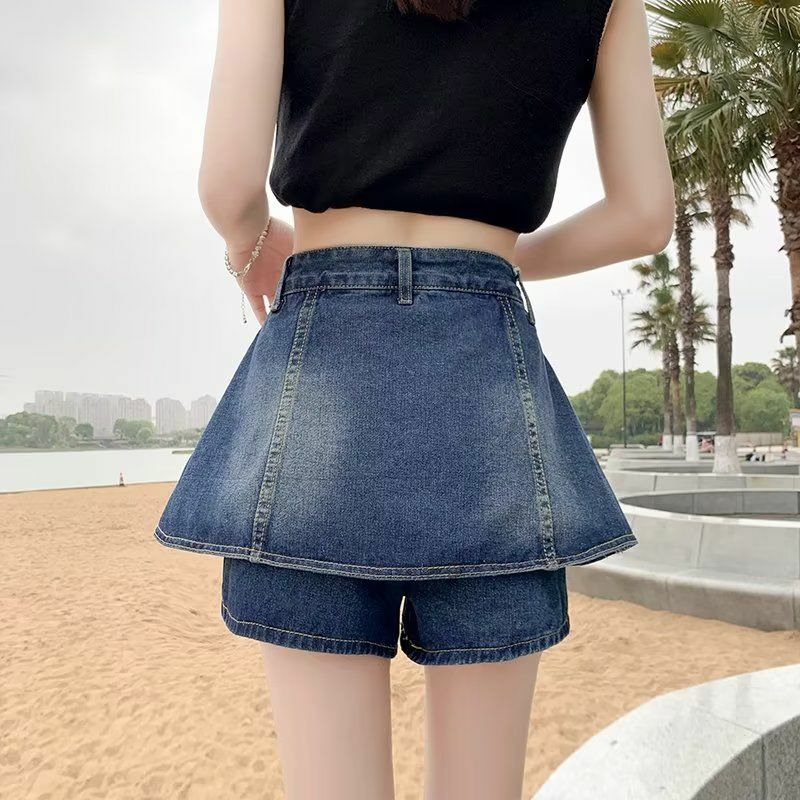 سراويل جينز نسائية عالية الخصر ، النسخة الكورية ، نحيفة ، صغيرة ، هاكاما ، كشكشة ، بنطال جينز على شكل سطر ، اتجاه الشارع الراقي ، سراويل نسائية