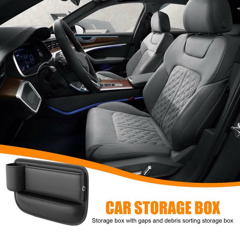 صندوق تخزين جلد لمقعد السيارة ، مانع شق وحدة التحكم ، جيب تخزين مع حافظات ، صندوق تخزين جانبي للسيارة