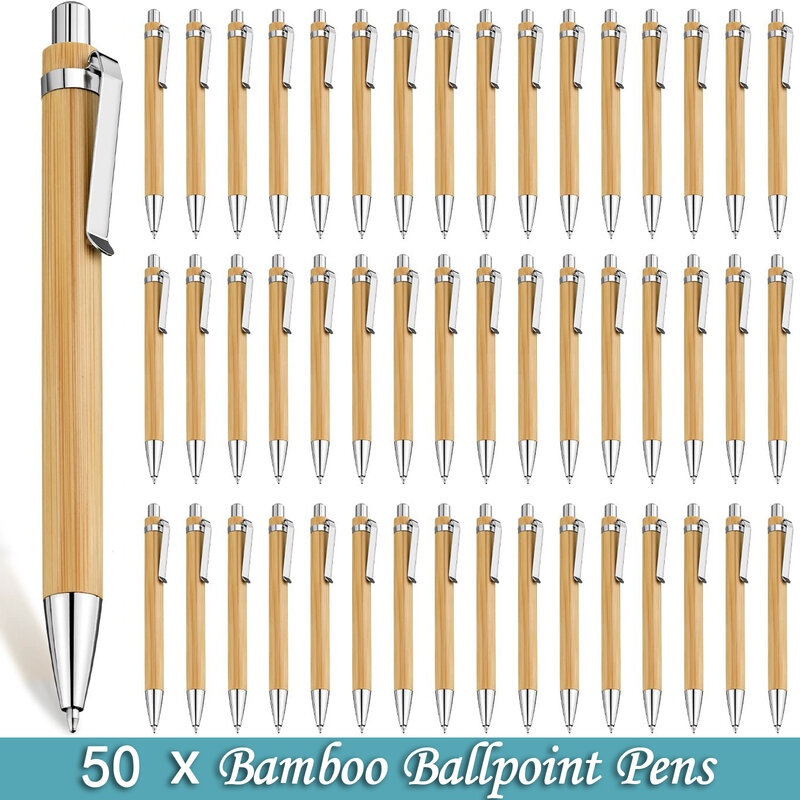 قلم حبر جاف من خشب البامبو ، أقلام حبر جاف للأعمال التجارية للكتابة المدرسية ، أقلام حبر جاف للأعمال ، 50 لكل مكان