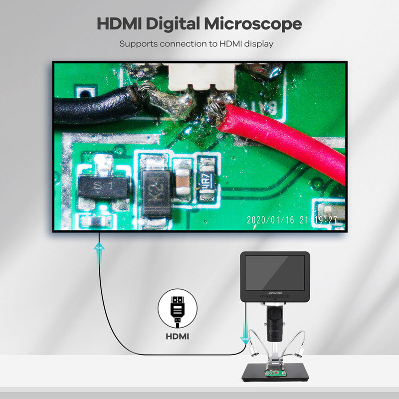 أندونستار-مجهر ثلاثي العين مع اتصال الكمبيوتر ، ad246، 2000X UHD sm ، P ، HDMI ، فحص لحام بب ، إصلاح الهاتف