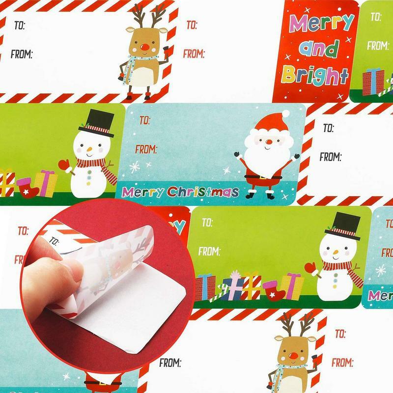 ملصقات هدايا عيد الميلاد ، ملصقات مزخرفة بـ 4 تصميمات من وإلى ، علامات لعيد الميلاد ، قطع من.