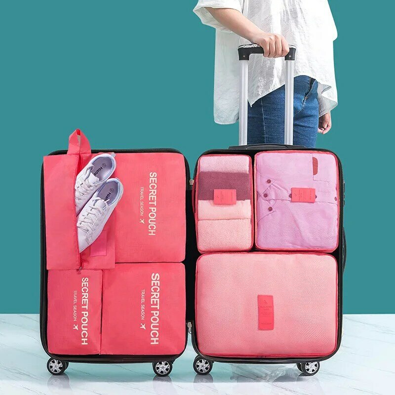 6 قطعة السفر تخزين حقيبة مجموعة للملابس مرتبة منظم خزانة حقيبة الحقيبة للجنسين متعددة الوظائف التعبئة مكعب حقيبة السفر عدة