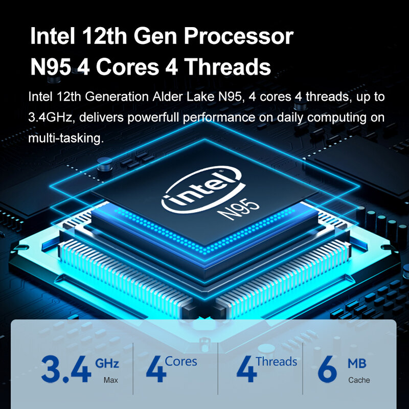 كمبيوتر مصغر إنتل 12th N95 N100 حتى 3.4GHz DDR4 8GB 16GB M.2 SSD 128GB/256GB/512GB 4K 60Hz Windows10/11 ثنائي النطاق واي فاي BT4.2
