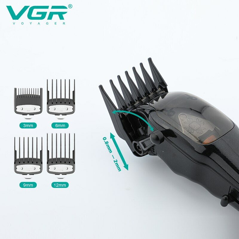 VGR آلة قص شعر احترافية آلة حلاقة شعر لاسلكية آلة حلاقة كهربائية للرجال VGR