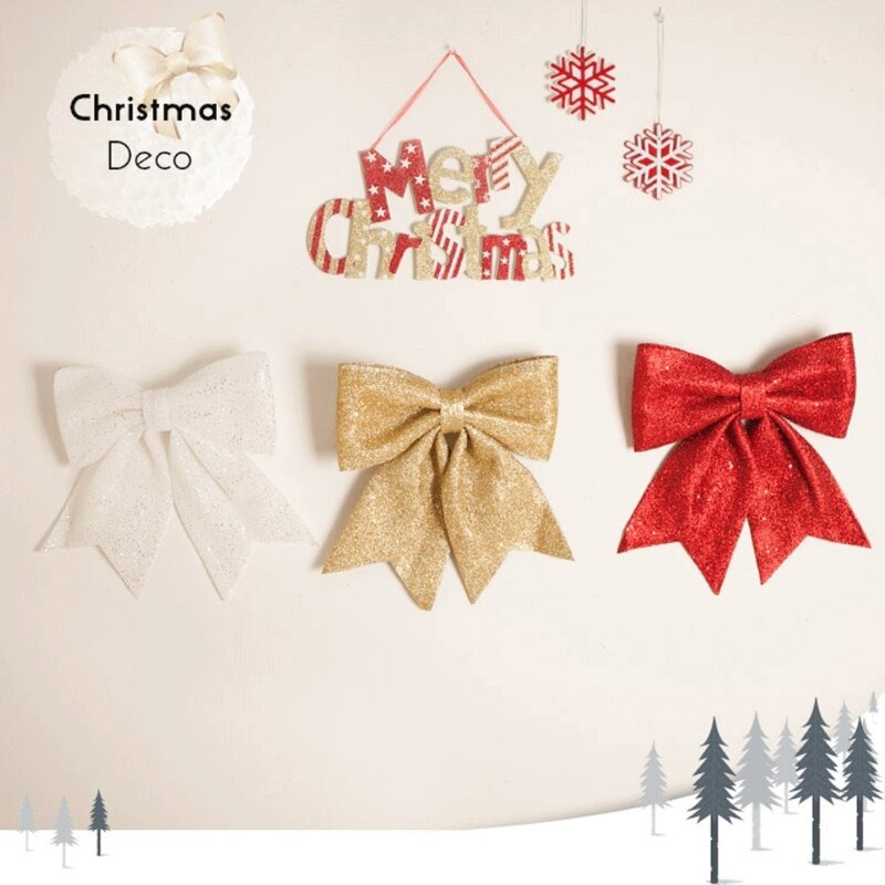 D0AD ديكور شجرة عيد الميلاد مع ربطة عنق فراشة متلألئة وربطة عنق شجرة عيد الميلاد وسلالم إكليل زينة ذاتية الصنع