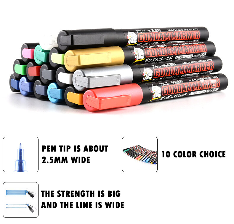 قلم ماركر من Gundam موديل اللون الزيتي قلم ماركر جنرال موتورز قلم رش الطلاء مجموعة قلم رش تغيير لون 10 لون الاختيار
