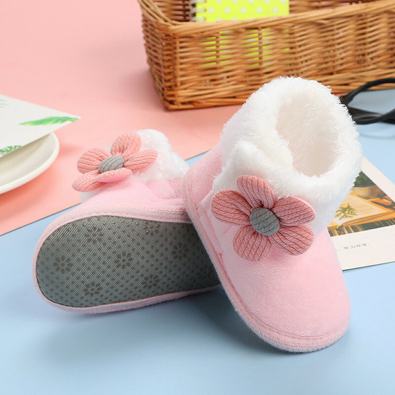 أحذية شتوية ناعمة مع جوارب كشمير للأطفال حديثي الولادة ، أحذية أميرات لطيفة للبنات ، أحذية دافئة للأطفال ، 6 ، 12 ، 18 شهرًا