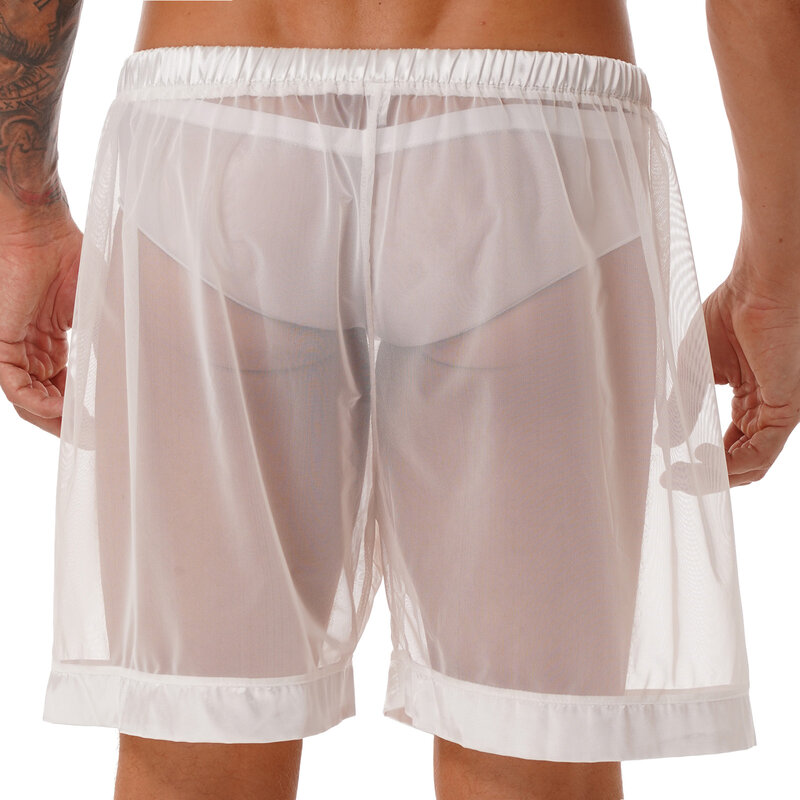 ملابس داخلية رجالية شبكية شفافة فضفاضة تناسب الملاكم السراويل صالة الذكور شفافة ملابس داخلية السباحة جذوع الصيف ملابس الشاطئ
