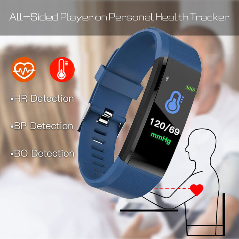 ساعة ذكية 115 زائد سوار معدل ضربات القلب ضغط الدم الفرقة جهاز تعقب للياقة البدنية Smartwatch معصم ساعة بلوتوث ل Fitbits