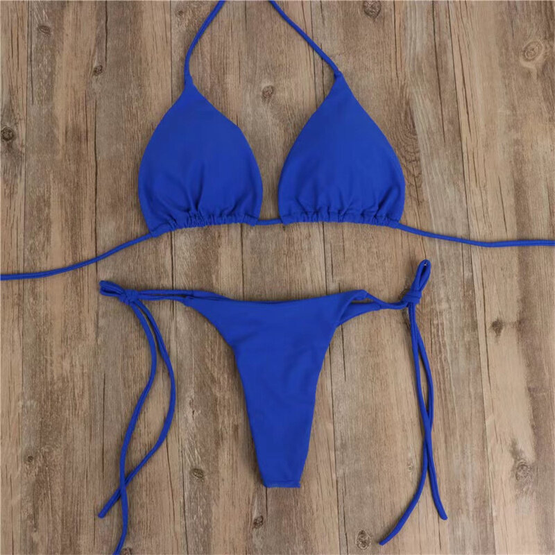 مثير المرأة الصيف ملابس السباحة انقسام 2 قطعة بيكيني البرازيلي ثونغ بحر ثوب السباحة رخيصة بلون بدلة السباحة