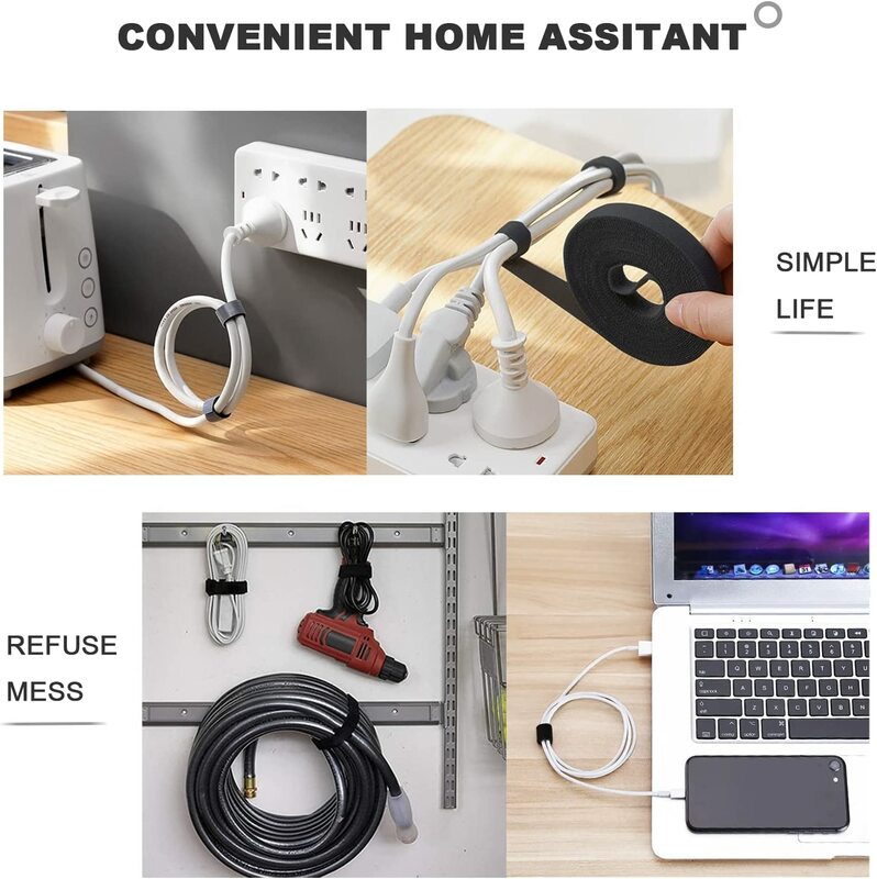Cable Organizer Clips USB Cable Winder Management Nylon Free Cut Ties Wire Mouse Earphone Holder Cord Phone Hoop Tape Protector