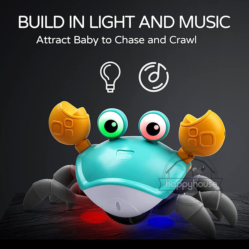 الزحف ألعاب الأطفال سرطان البحر مع الموسيقى مصباح ليد للأطفال طفل لعبة تفاعلية مع تجنب تلقائيا العقبات الموسيقية
