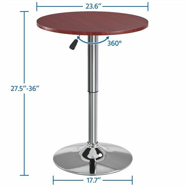 قابل للتعديل ارتفاع بار الجدول ، الماهوجني طاولة مستديرة مع 360 قطب ، الجدول للحانة