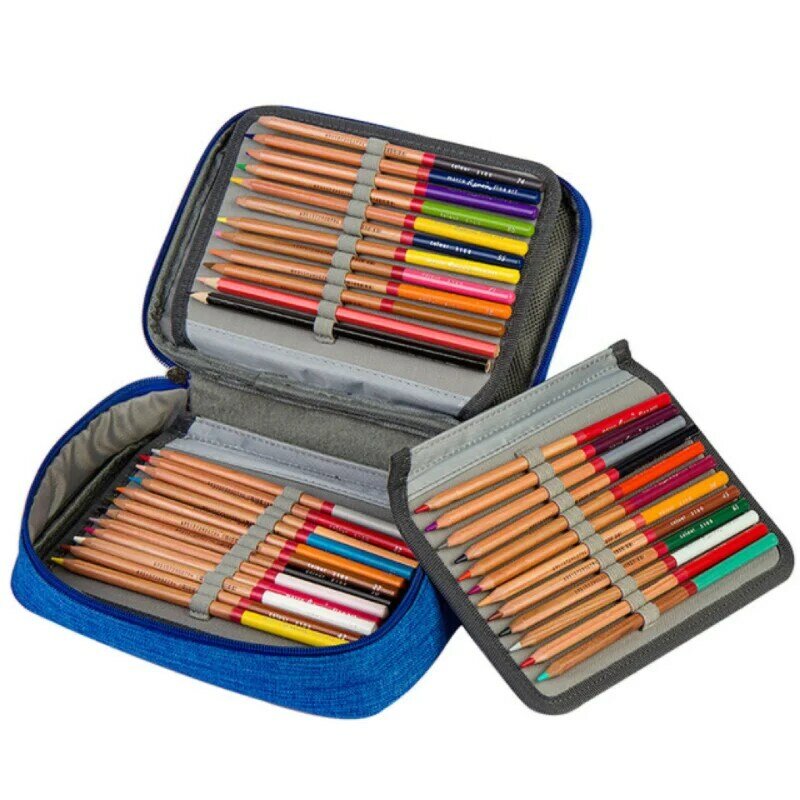 حقيبة أقلام رصاص متعددة الطبقات مقاومة للماء ، سعة كبيرة ، أدوات مكتبية قابلة للفصل ، حقيبة مكياج للطلاب ، 72 لونًا