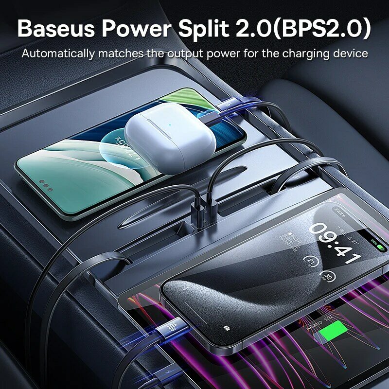 محطة إرساء ذكية للسيارة-Baseus ، مقسم محور USB ، شاحن سريع لتسلا ، موديل 3 ، موديل Y ، GaN ، PD ، 45 واط ، USB ، تحويلة
